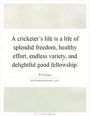 A cricketer’s life is a life of splendid freedom, healthy effort, endless variety, and delightful good fellowship Picture Quote #1