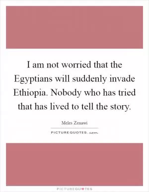 I am not worried that the Egyptians will suddenly invade Ethiopia. Nobody who has tried that has lived to tell the story Picture Quote #1