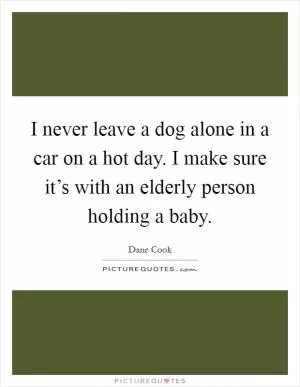I never leave a dog alone in a car on a hot day. I make sure it’s with an elderly person holding a baby Picture Quote #1