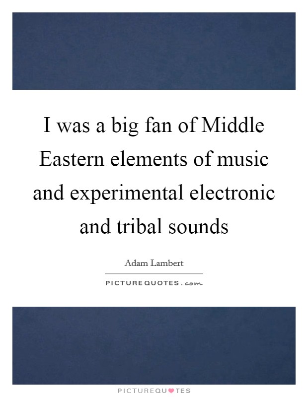 I was a big fan of Middle Eastern elements of music and experimental electronic and tribal sounds Picture Quote #1