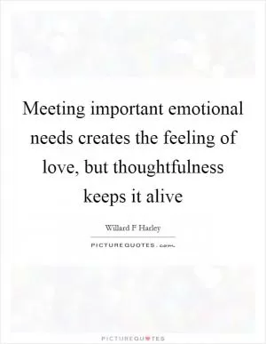 Meeting important emotional needs creates the feeling of love, but thoughtfulness keeps it alive Picture Quote #1