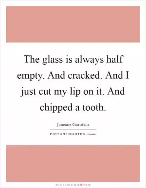 The glass is always half empty. And cracked. And I just cut my lip on it. And chipped a tooth Picture Quote #1