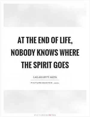 At the end of life, nobody knows where the spirit goes Picture Quote #1