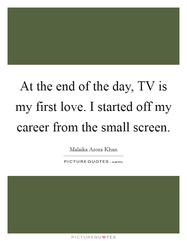 At the end of the day, TV is my first love. I started off my career from the small screen. Picture Quote #1