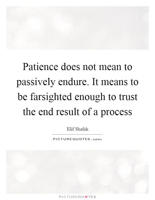Patience does not mean to passively endure. It means to be farsighted enough to trust the end result of a process Picture Quote #1