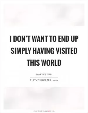 I don’t want to end up simply having visited this world Picture Quote #1
