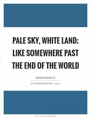 Pale sky, white land; like somewhere past the end of the world Picture Quote #1