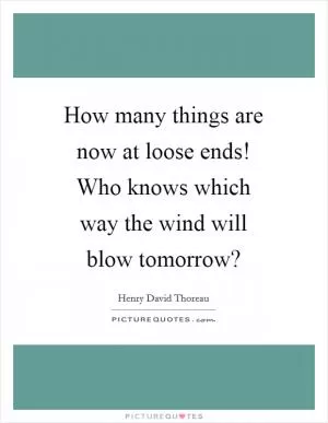 How many things are now at loose ends! Who knows which way the wind will blow tomorrow? Picture Quote #1