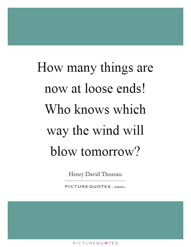 How many things are now at loose ends! Who knows which way the wind will blow tomorrow? Picture Quote #1