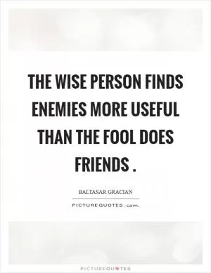 The wise person finds enemies more useful than the fool does friends  Picture Quote #1
