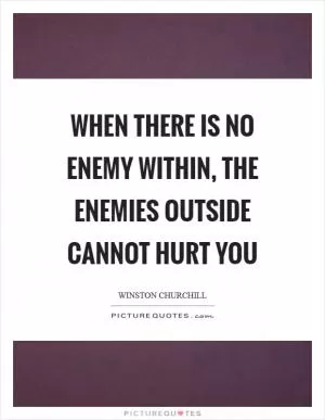 When there is no enemy within, the enemies outside cannot hurt you Picture Quote #1