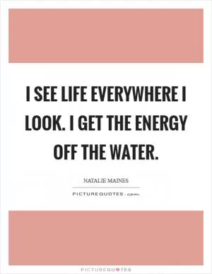 I see life everywhere I look. I get the energy off the water Picture Quote #1