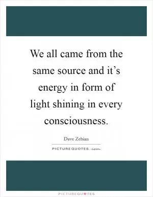 We all came from the same source and it’s energy in form of light shining in every consciousness Picture Quote #1