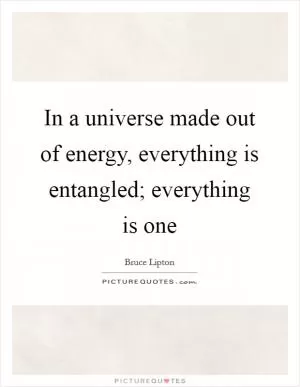 In a universe made out of energy, everything is entangled; everything is one Picture Quote #1