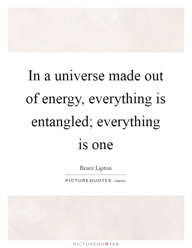In a universe made out of energy, everything is entangled; everything is one Picture Quote #1