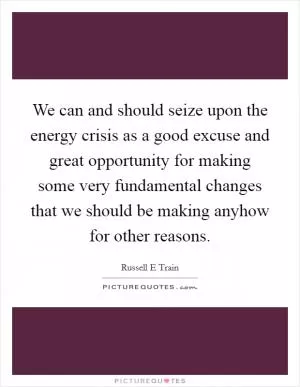 We can and should seize upon the energy crisis as a good excuse and great opportunity for making some very fundamental changes that we should be making anyhow for other reasons Picture Quote #1