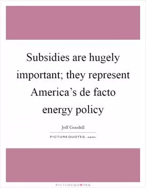 Subsidies are hugely important; they represent America’s de facto energy policy Picture Quote #1