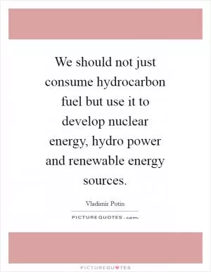 We should not just consume hydrocarbon fuel but use it to develop nuclear energy, hydro power and renewable energy sources Picture Quote #1