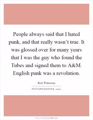 People always said that I hated punk, and that really wasn’t true. It was glossed over for many years that I was the guy who found the Tubes and signed them to A Picture Quote #1