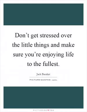 Don’t get stressed over the little things and make sure you’re enjoying life to the fullest Picture Quote #1