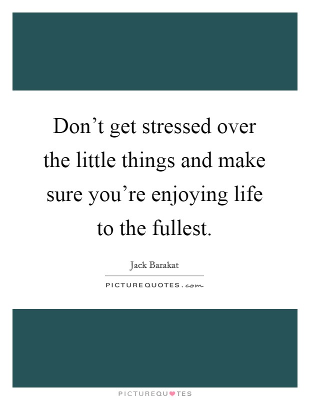 Don't get stressed over the little things and make sure you're enjoying life to the fullest. Picture Quote #1