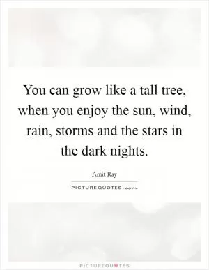 You can grow like a tall tree, when you enjoy the sun, wind, rain, storms and the stars in the dark nights Picture Quote #1