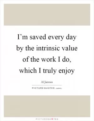 I’m saved every day by the intrinsic value of the work I do, which I truly enjoy Picture Quote #1