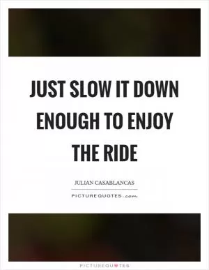 Just slow it down enough to enjoy the ride Picture Quote #1