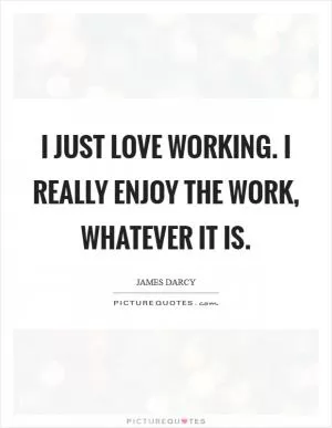 I just love working. I really enjoy the work, whatever it is Picture Quote #1