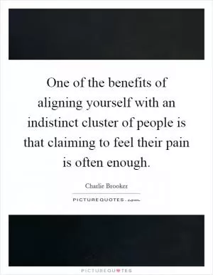 One of the benefits of aligning yourself with an indistinct cluster of people is that claiming to feel their pain is often enough Picture Quote #1