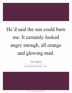 He’d said the sun could burn me. It certainly looked angry enough, all orange and glowing mad Picture Quote #1