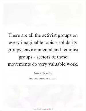 There are all the activist groups on every imaginable topic - solidarity groups, environmental and feminist groups - sectors of these movements do very valuable work Picture Quote #1
