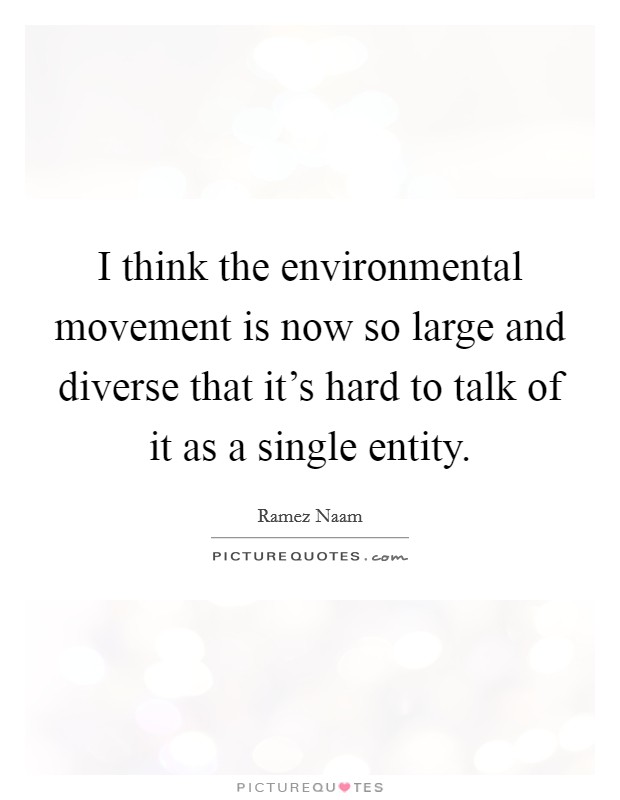 I think the environmental movement is now so large and diverse that it's hard to talk of it as a single entity. Picture Quote #1