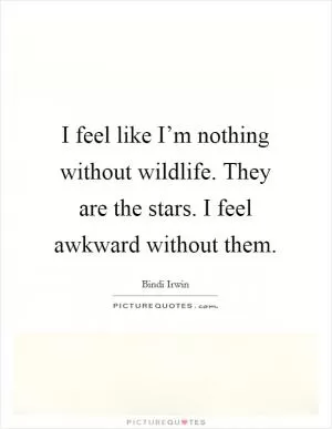 I feel like I’m nothing without wildlife. They are the stars. I feel awkward without them Picture Quote #1
