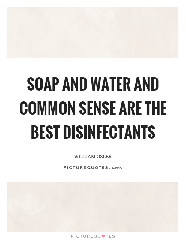 Soap and water and common sense are the best disinfectants Picture Quote #1