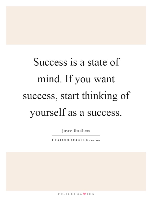 Success is a state of mind. If you want success, start thinking of yourself as a success Picture Quote #1