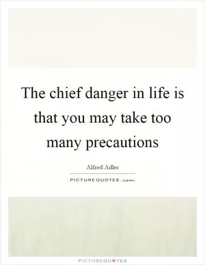 The chief danger in life is that you may take too many precautions Picture Quote #1
