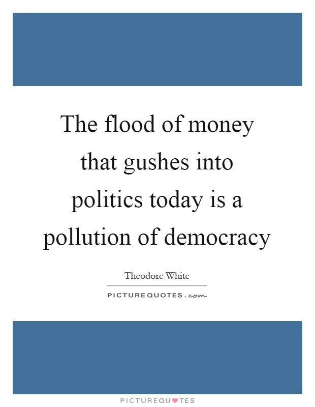 The flood of money that gushes into politics today is a pollution of democracy Picture Quote #1