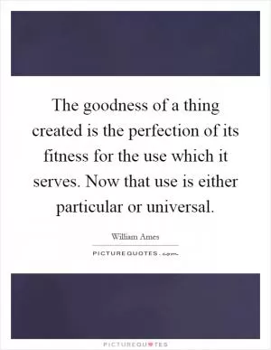 The goodness of a thing created is the perfection of its fitness for the use which it serves. Now that use is either particular or universal Picture Quote #1