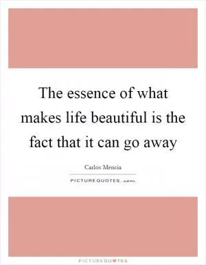 The essence of what makes life beautiful is the fact that it can go away Picture Quote #1