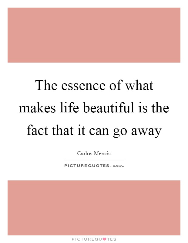 The essence of what makes life beautiful is the fact that it can go away Picture Quote #1
