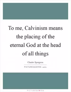 To me, Calvinism means the placing of the eternal God at the head of all things Picture Quote #1