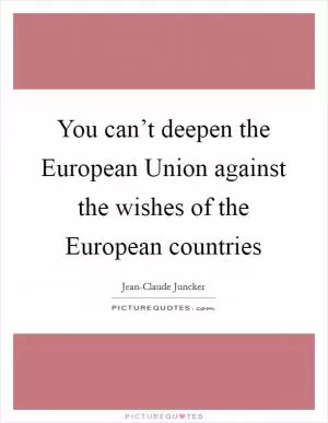 You can’t deepen the European Union against the wishes of the European countries Picture Quote #1