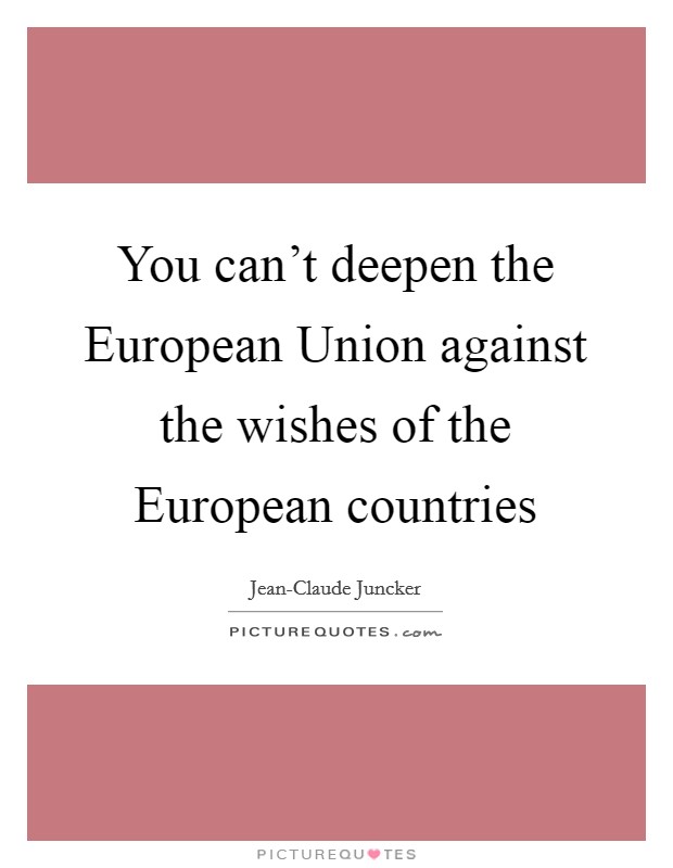 You can't deepen the European Union against the wishes of the European countries Picture Quote #1