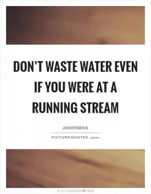 Don’t waste water even if you were at a running stream Picture Quote #1