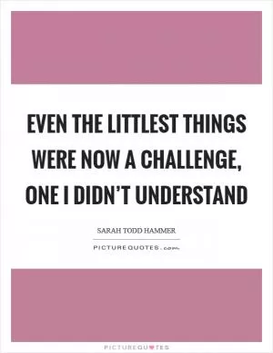 Even the littlest things were now a challenge, one I didn’t understand Picture Quote #1