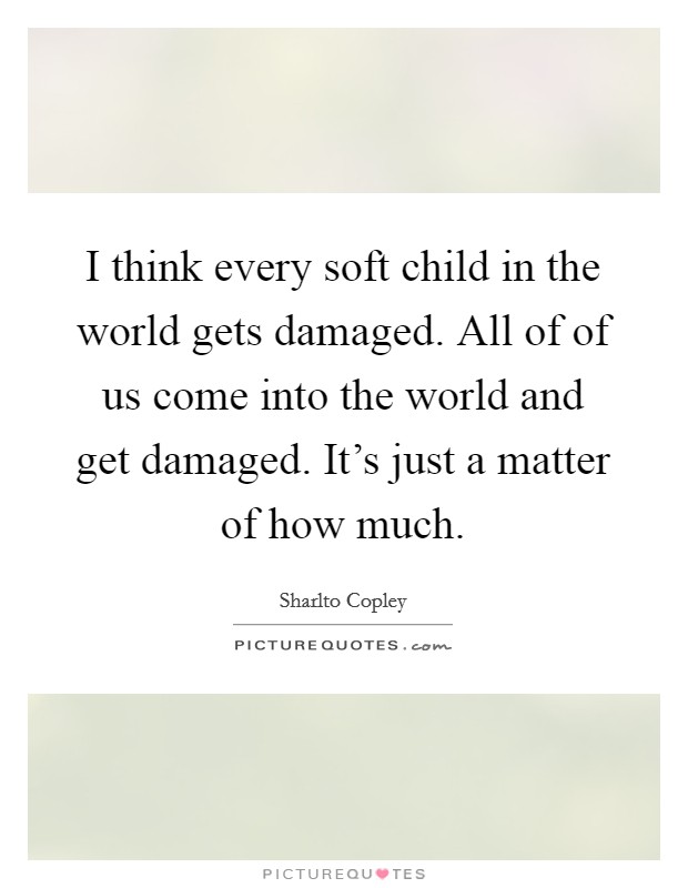 I think every soft child in the world gets damaged. All of of us come into the world and get damaged. It's just a matter of how much. Picture Quote #1