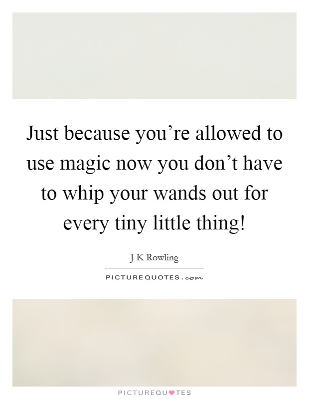 Just because you’re allowed to use magic now you don’t have to whip your wands out for every tiny little thing! Picture Quote #1