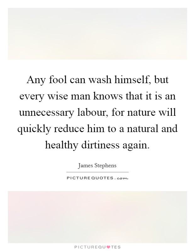 Any fool can wash himself, but every wise man knows that it is an unnecessary labour, for nature will quickly reduce him to a natural and healthy dirtiness again. Picture Quote #1