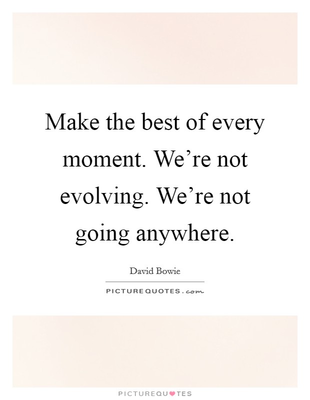 Make the best of every moment. We're not evolving. We're not going anywhere. Picture Quote #1